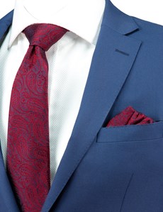 Men's Luxury Burgundy Paisley Handkerchief - 100% Silk