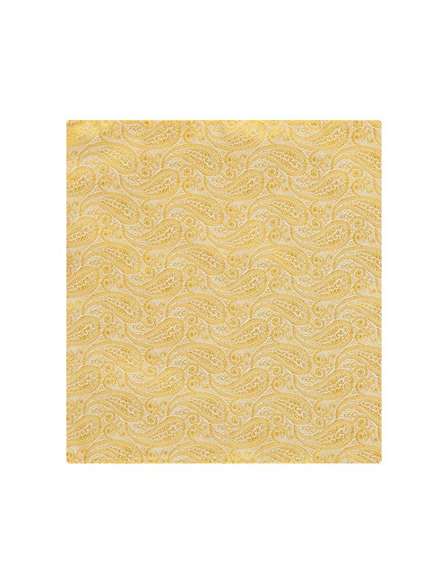 Men's Yellow Paisley Pocket Square - 100% Silk