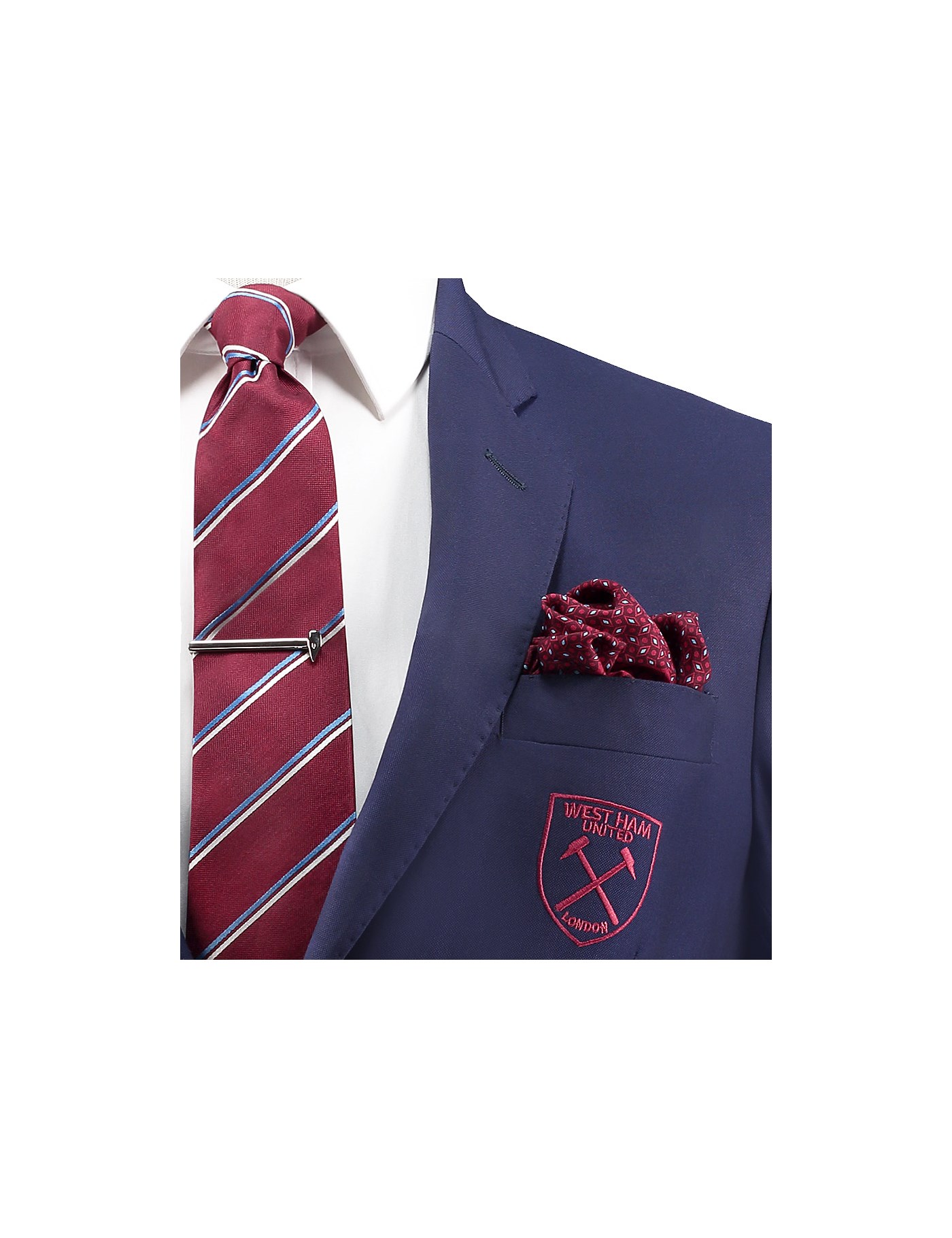 Men's Claret and Blue West Ham Pocket Square - 100% Silk | Hawes & Curtis