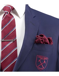 Men's Claret and Blue West Ham Pocket Square - 100% Silk