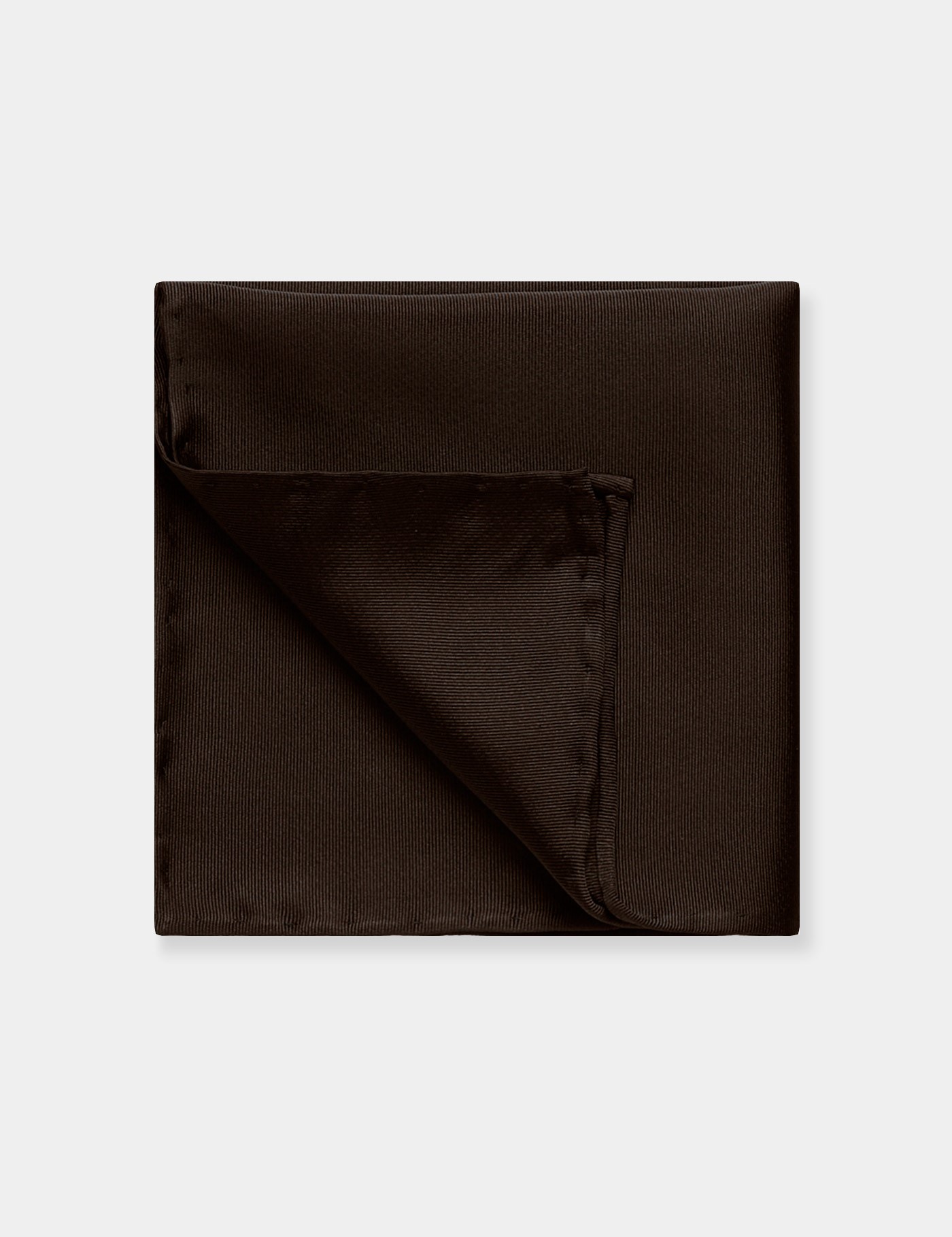 & Chocolate Brown Plain Repp Pocket Square One