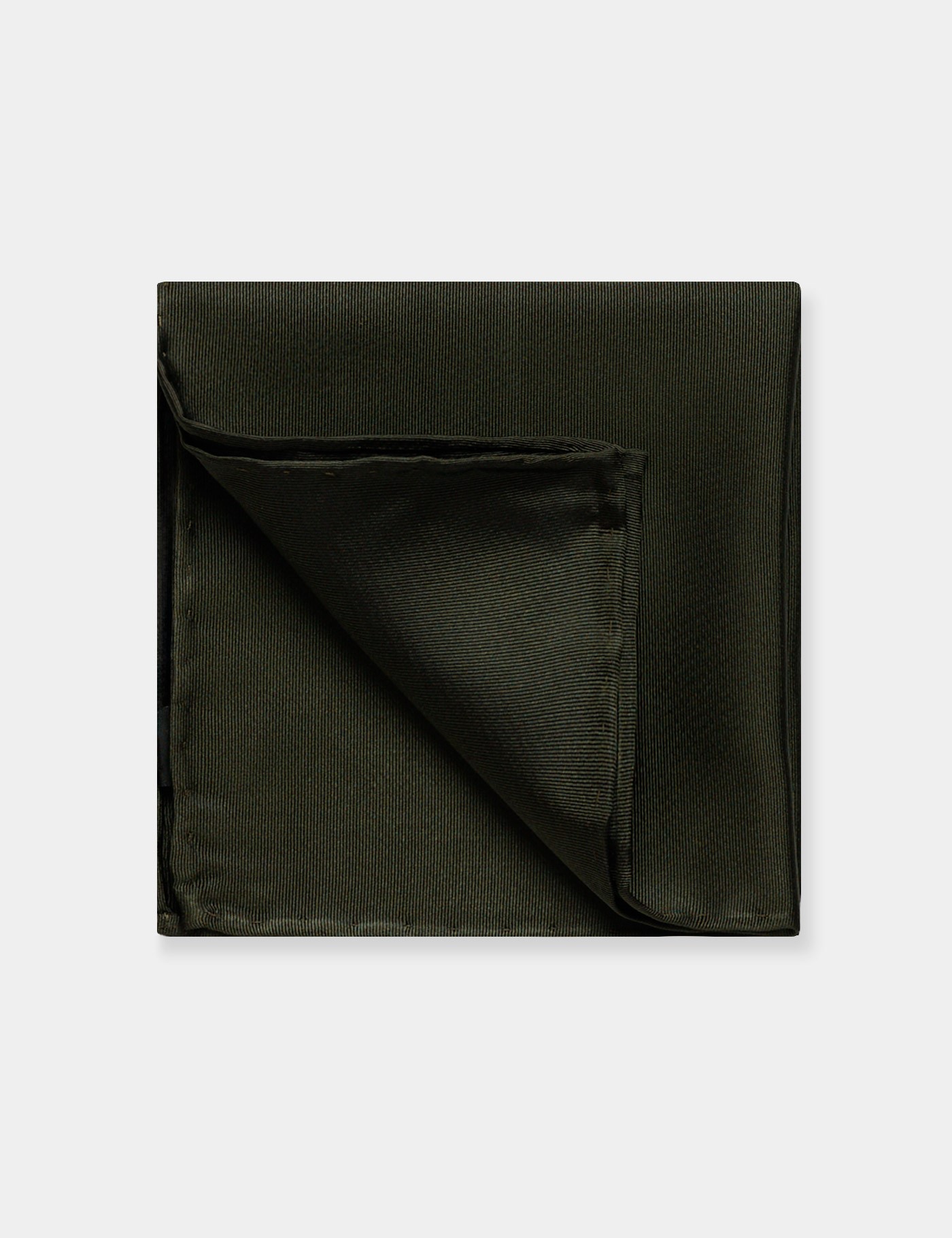 & Dark Green Plain Repp Pocket Square One