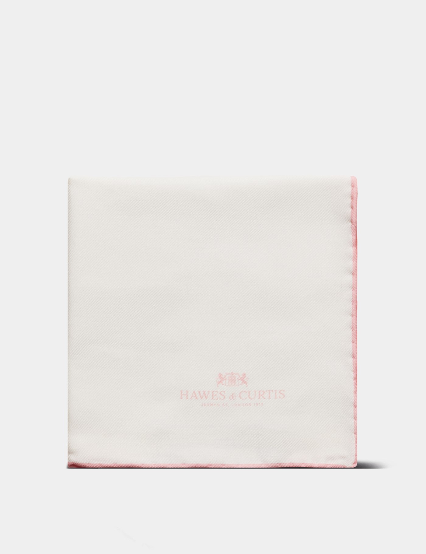 Hawes & Curtis White Pocket Square | Pink Border Size: One Size