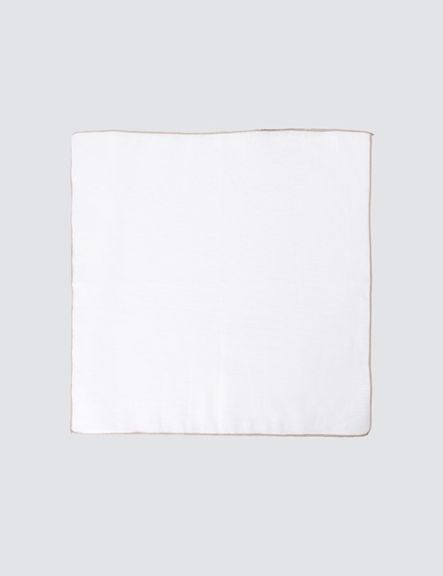 White & Brown Bordered Handkerchief 
