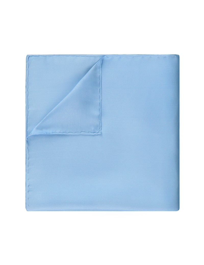 Men's Blue Pocket Square - 100% Silk