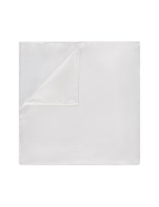 Men's White Pocket Square - 100% Silk