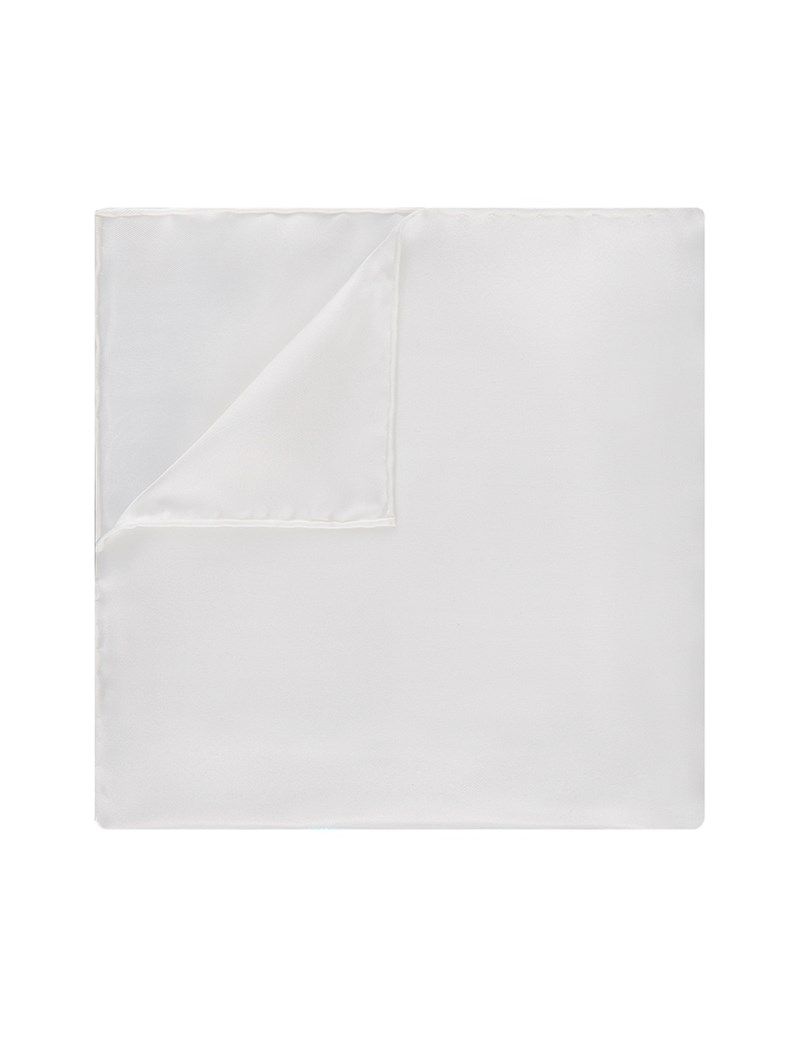Men's White Pocket Square 100 Silk Hawes & Curtis
