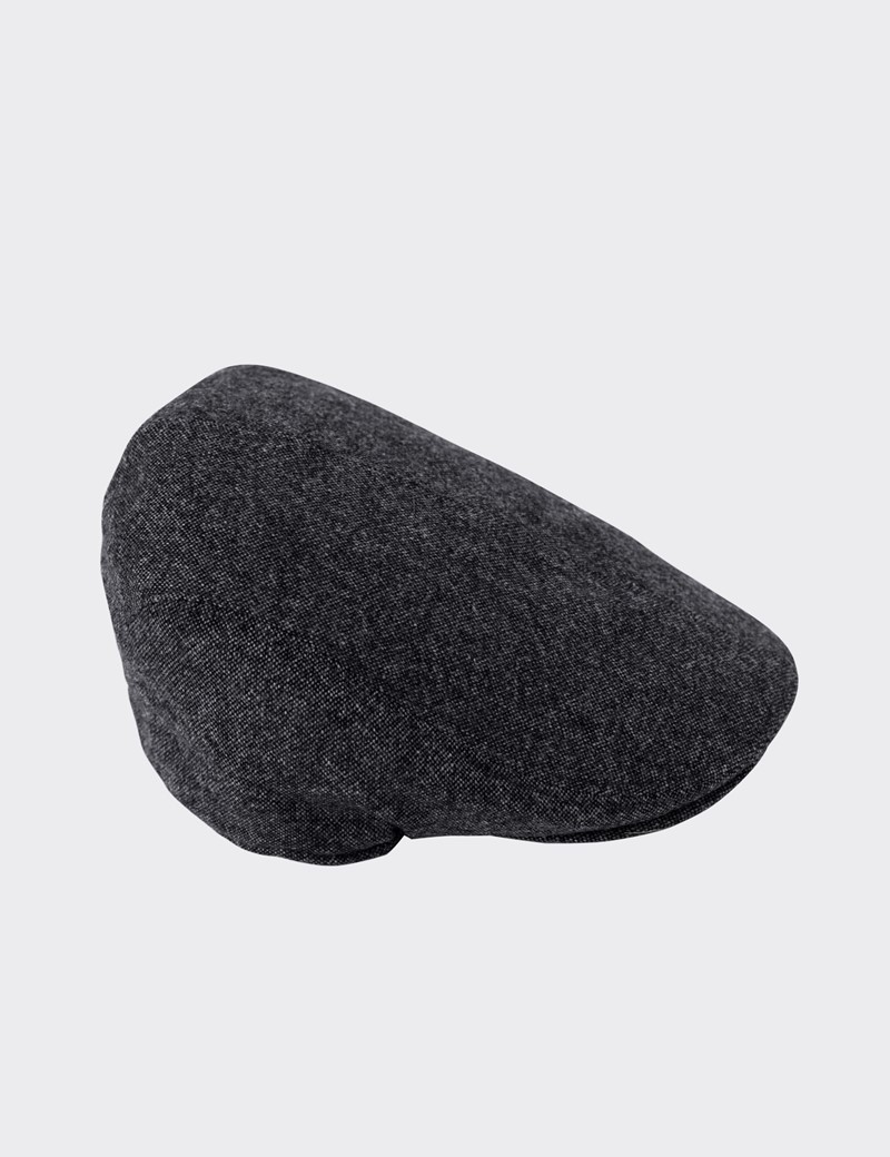 Men's Grey Plain Tweed Flat Cap