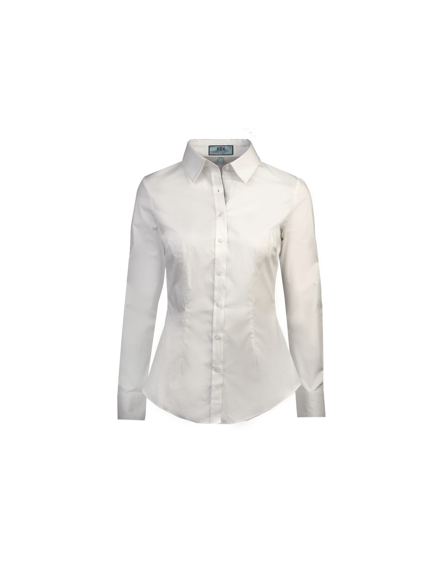 Ladies Plain White Low Collar Fitted Shirt - Single Cuff | Hawes & Curtis