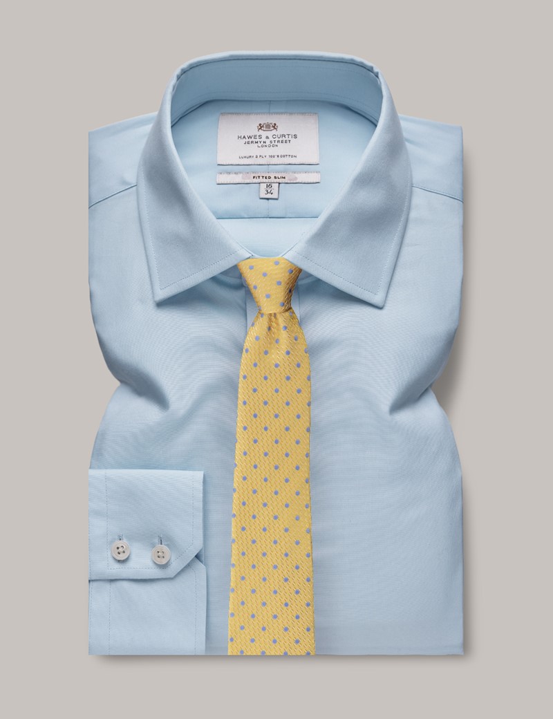 Blue Fitted Slim Shirt | Hawes and Curtis