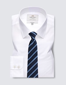 Men's Formal White Poplin Fitted Slim Shirt - Single Cuff - Easy Iron