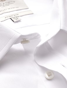 Easy Iron White Fitted Slim Shirt With Semi Cutaway Collar - Single Cuffs