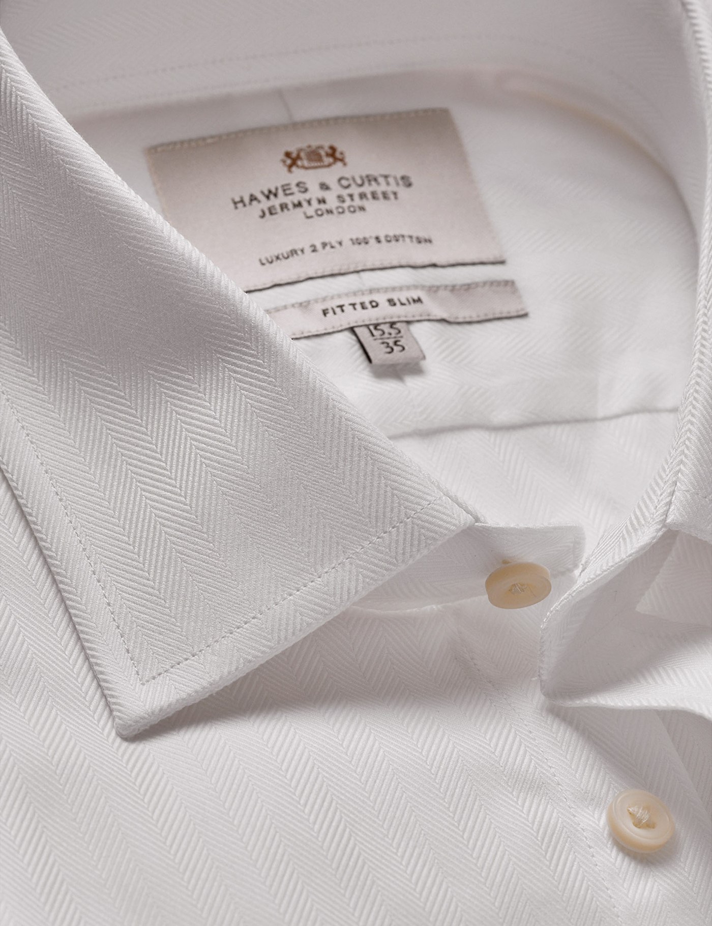 & Fitted Slim Herringbone Shirt 18" collar 37" sleeve