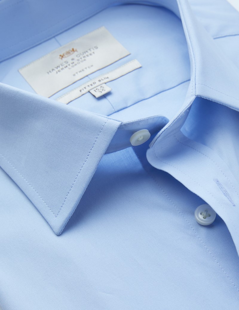 Bügelleichtes Hemd mit Stretch – Fitted Slim Fit – Haifischkragen – hellblau