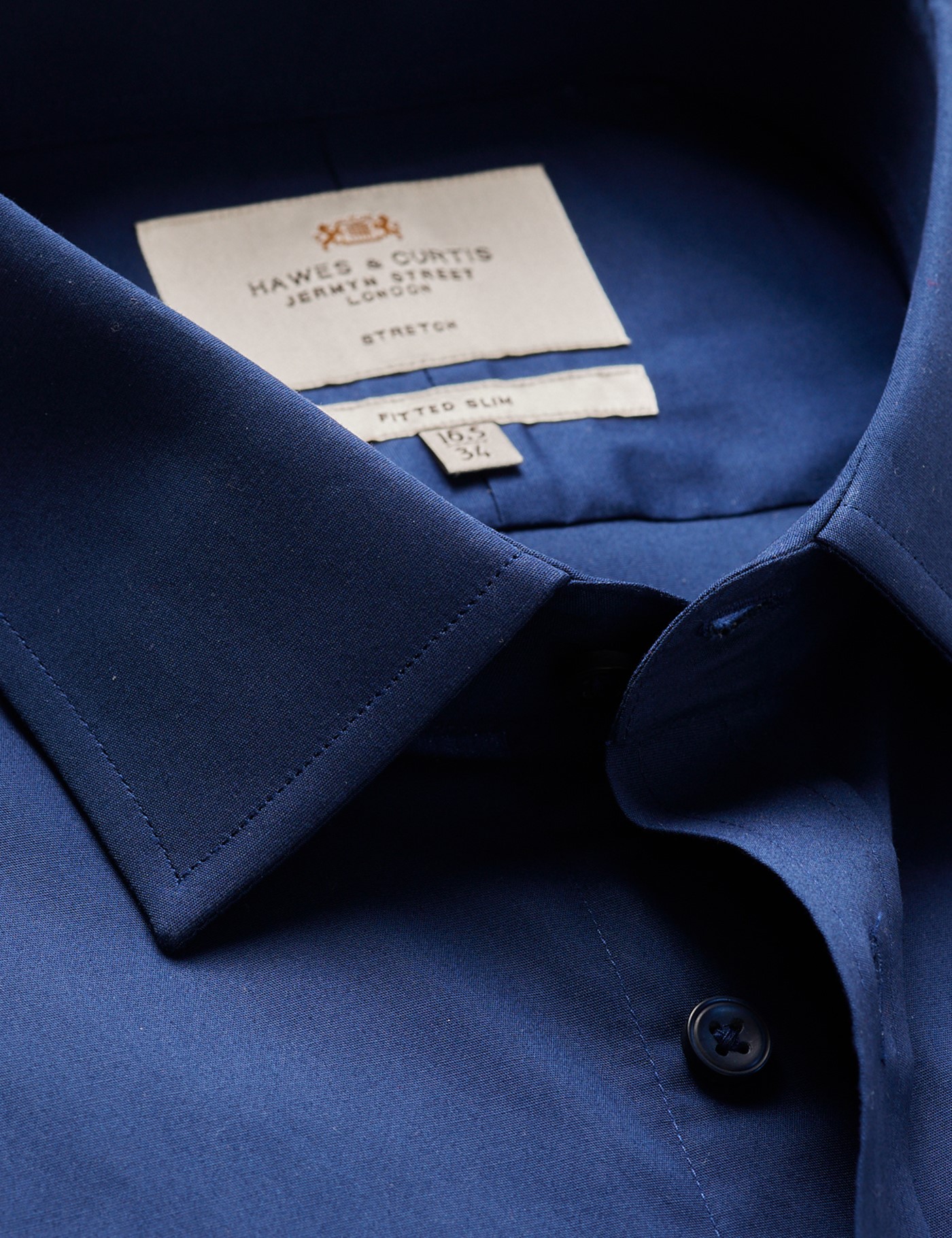 Hawes & Curtis Fitted Slim Navy Shirt Size: 18" collar, 37" sleeve