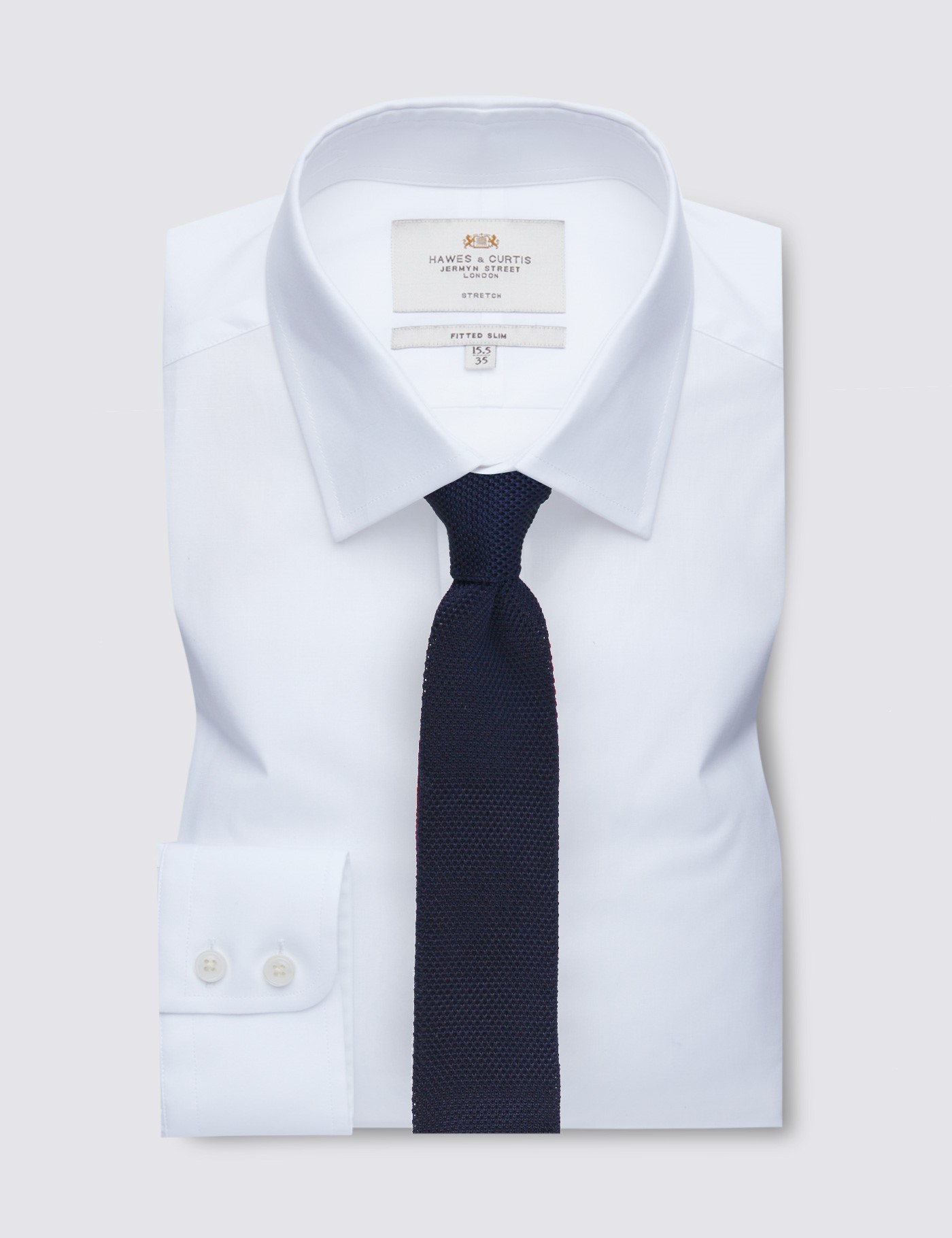 White Fitted Slim Stretch Shirt | Hawes and Curtis