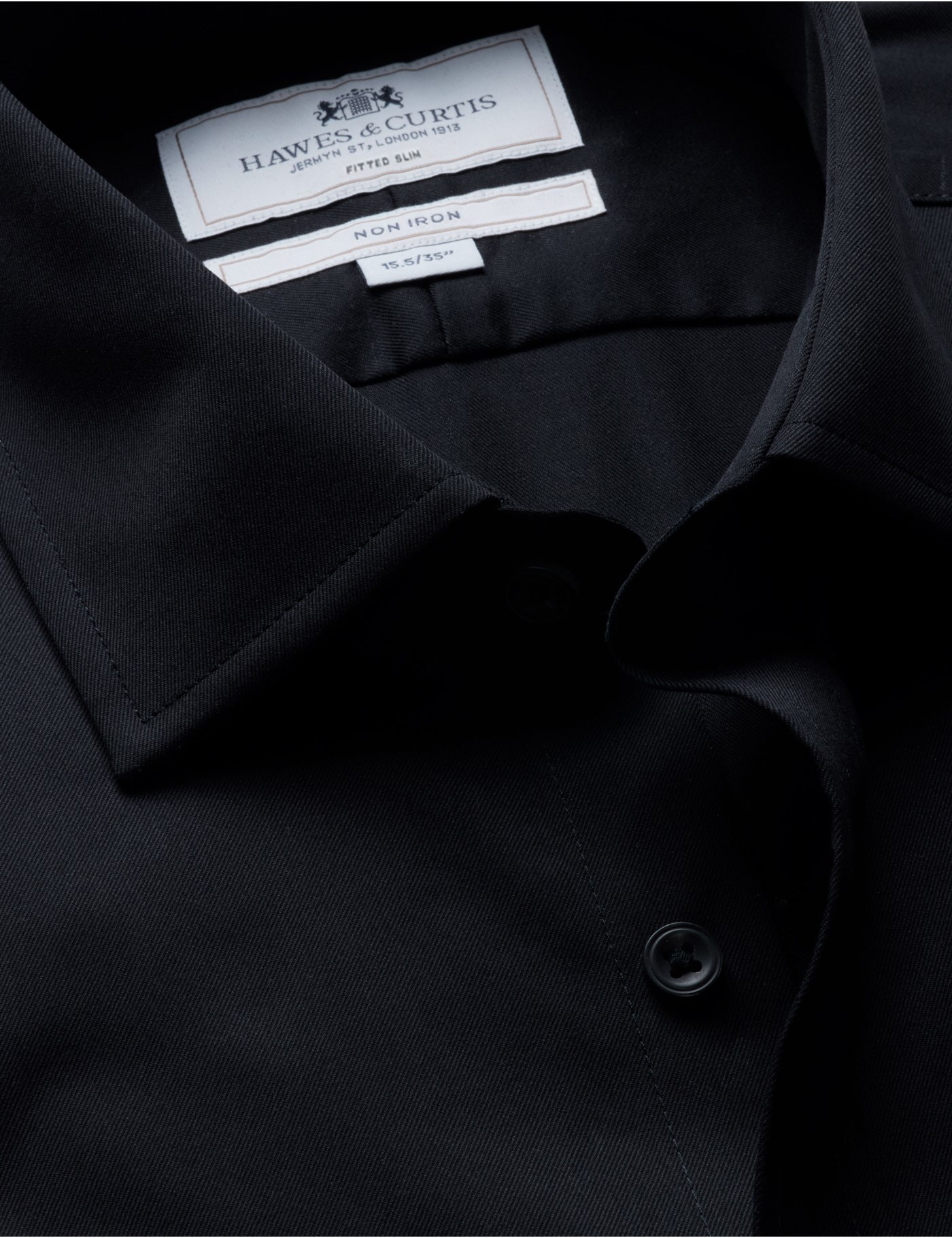 Hawes & Curtis Fitted Slim Black Twill Non-Iron Shirt Size: 15.5" collar, 34" sleeve
