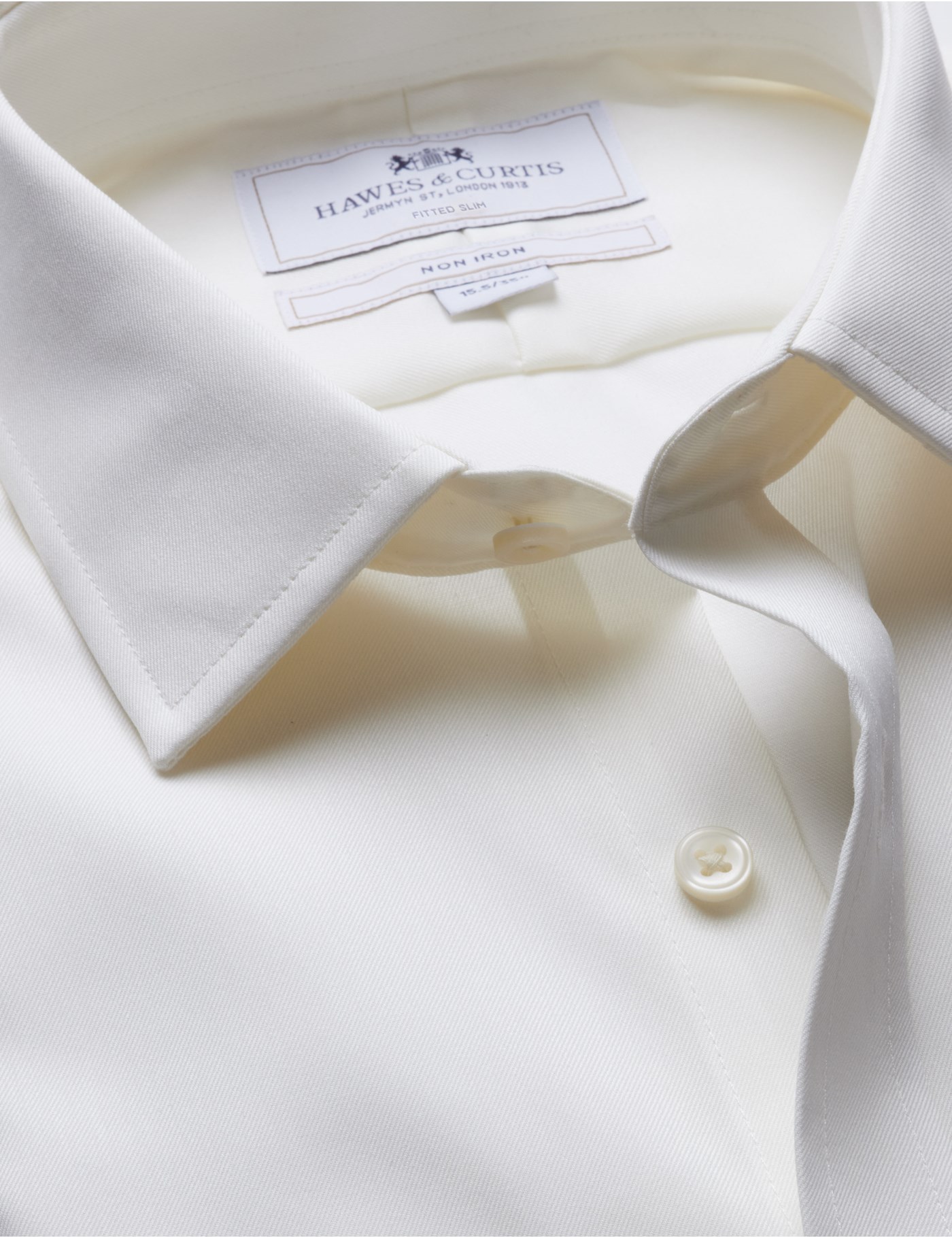 Hawes & Curtis Fitted Slim Cream Twill Non-Iron Shirt Size: 16.5" collar, 36" sleeve