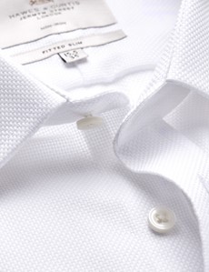 Men's Dress White Fabric Interest Fitted Slim Shirt - Single Cuff - Non Iron 