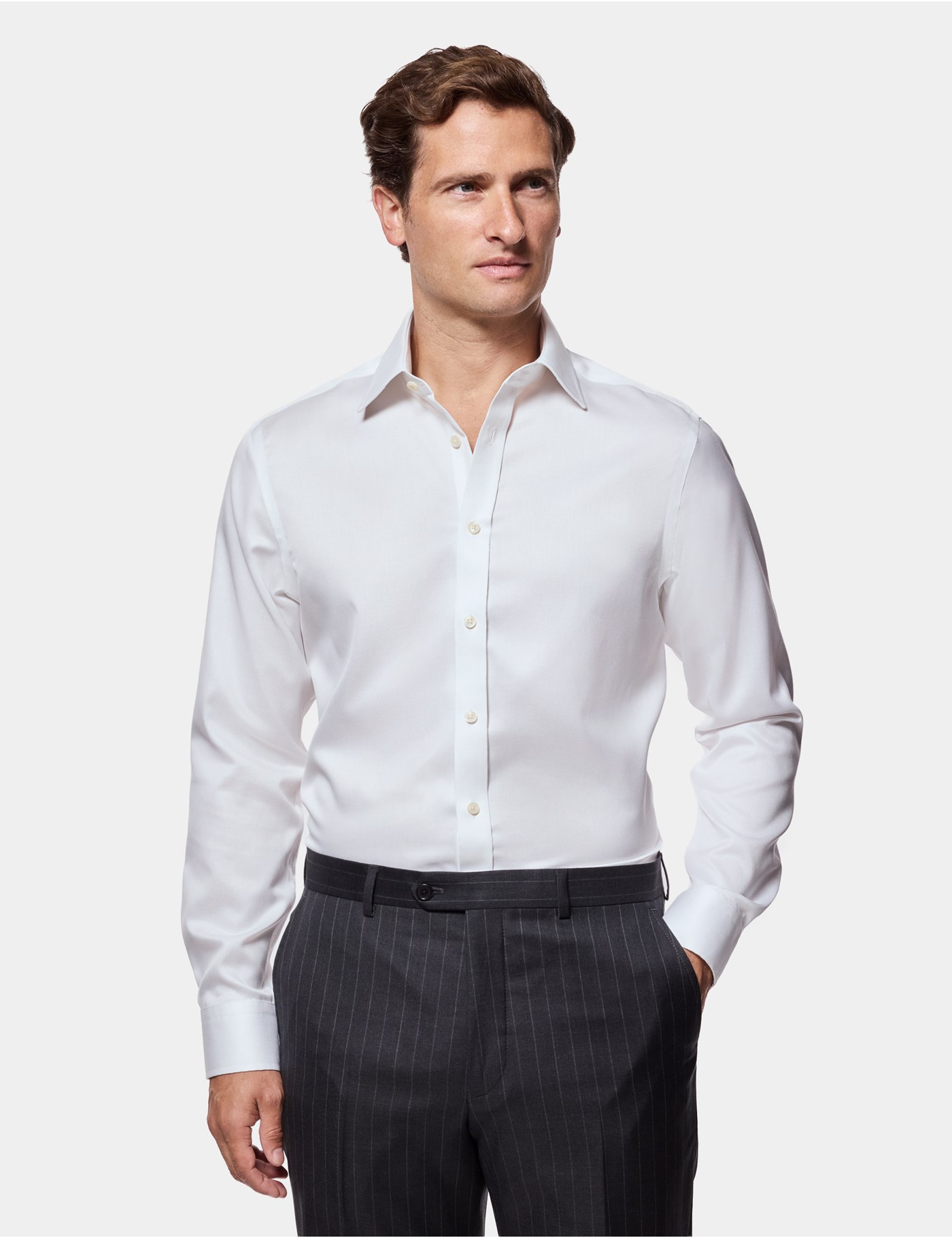 Hawes & Curtis Fitted Slim White Pique Non-Iron Shirt Size: 16" collar, 36" sleeve