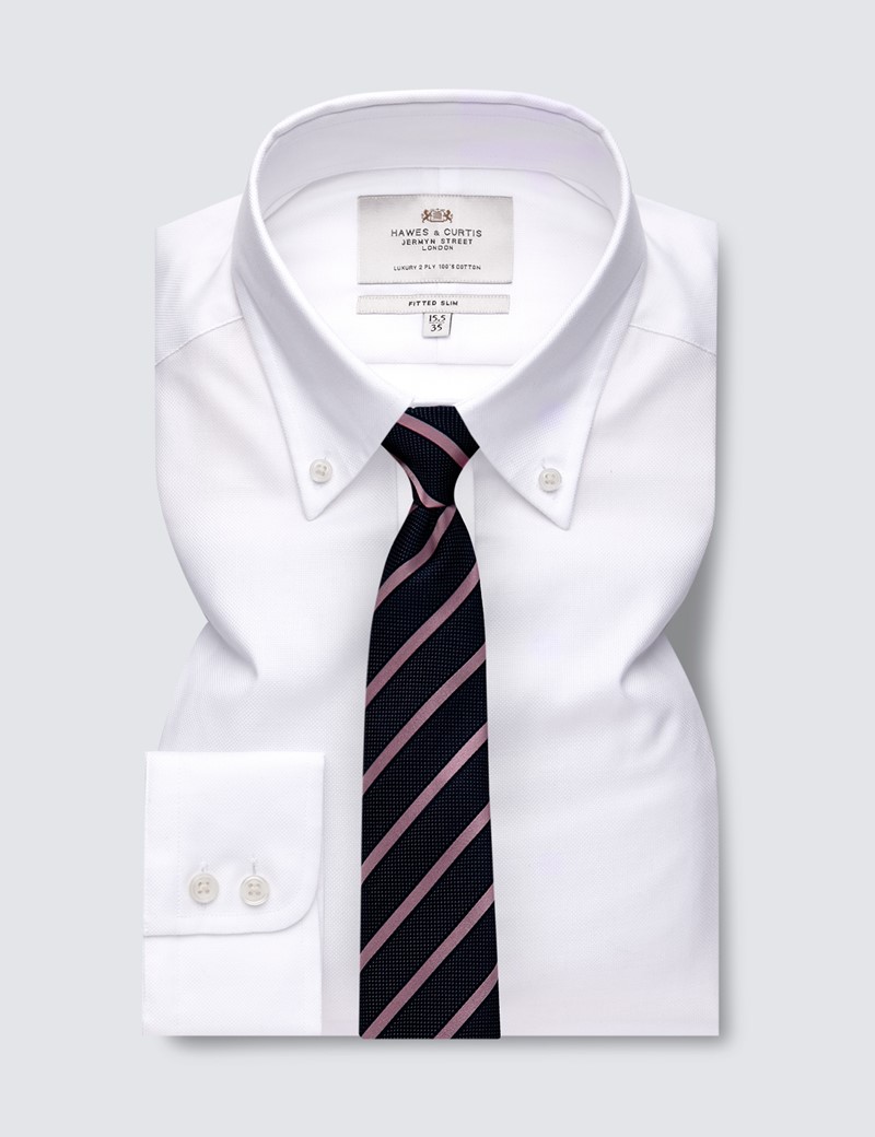 Bügelleichtes Businesshemd – Slim Fit – Button-Down Kragen – weiß Oxford 