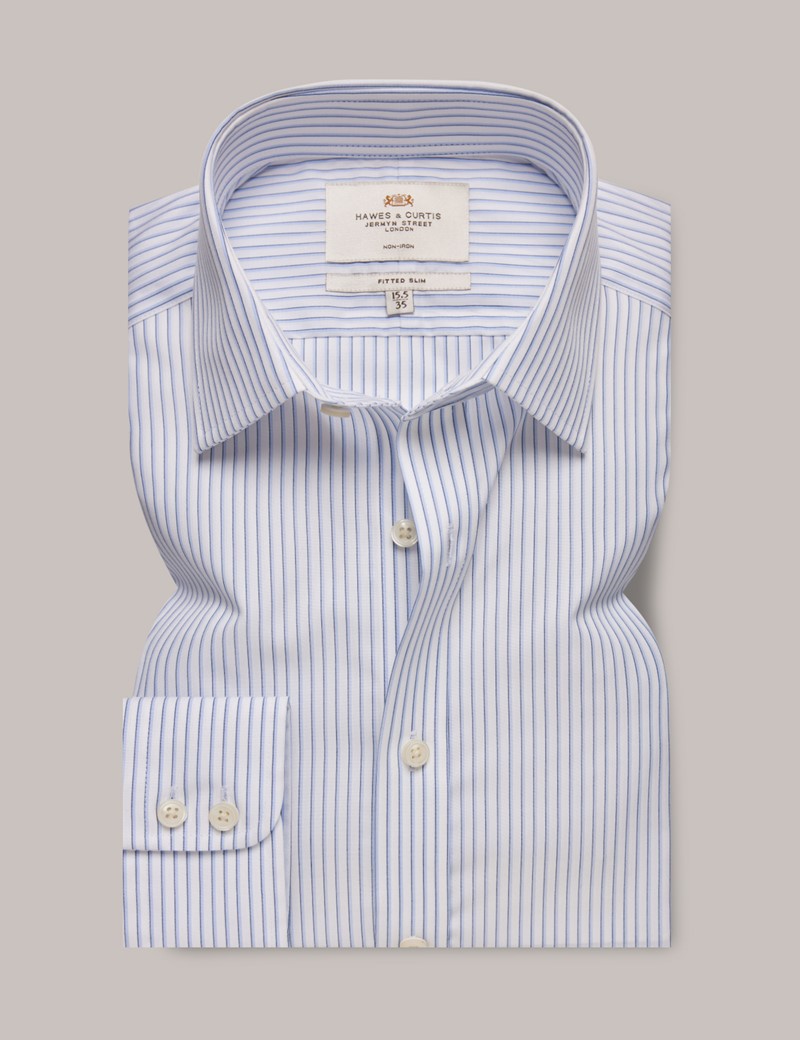 Blue & White Striped Non-Iron Dress Shirt