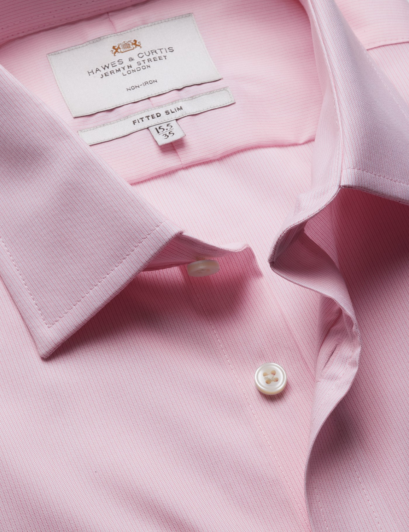 Hawes & Curtis Fitted Slim Pink & White Fine Stripe Non-Iron Shirt Size: 17" collar, 36" sleeve