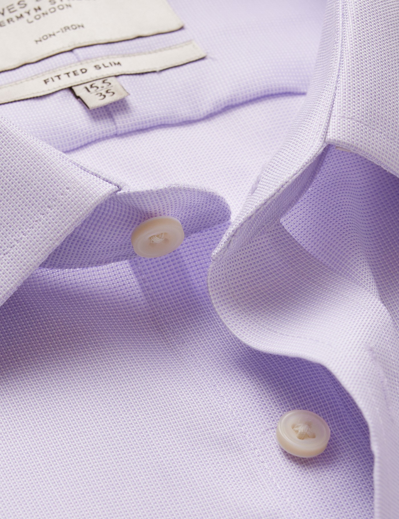& Fitted Slim Lilac & Textured Weave Non Iron Shirt 15.5" collar 34" sleeve