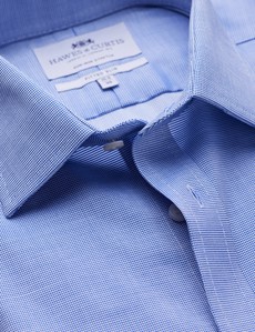 Men's Dress Navy & White Pique Fitted Slim Single Cuff Shirt - Non Iron