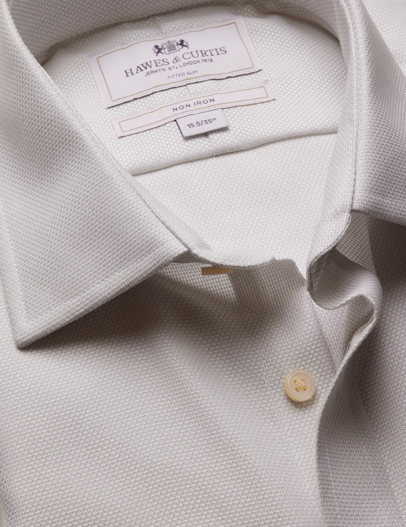 Hawes & Curtis Fitted Slim Grey & White Textured Weave Non-Iron Shirt Size: 17" collar, 36" sleeve