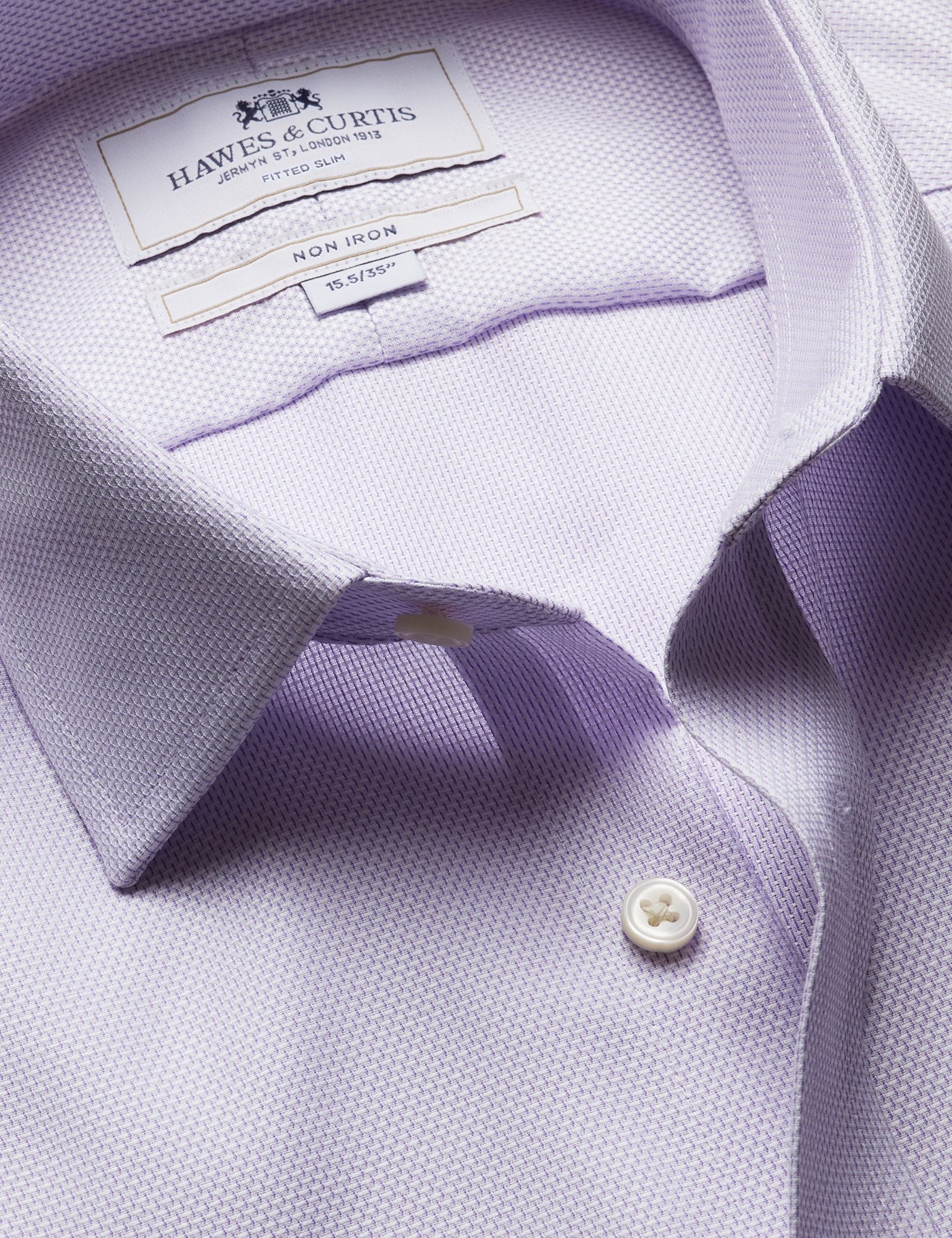 Hawes & Curtis Fitted Slim Lilac & White Textured Weave Non-Iron Shirt Size: 16" collar, 36" sleeve
