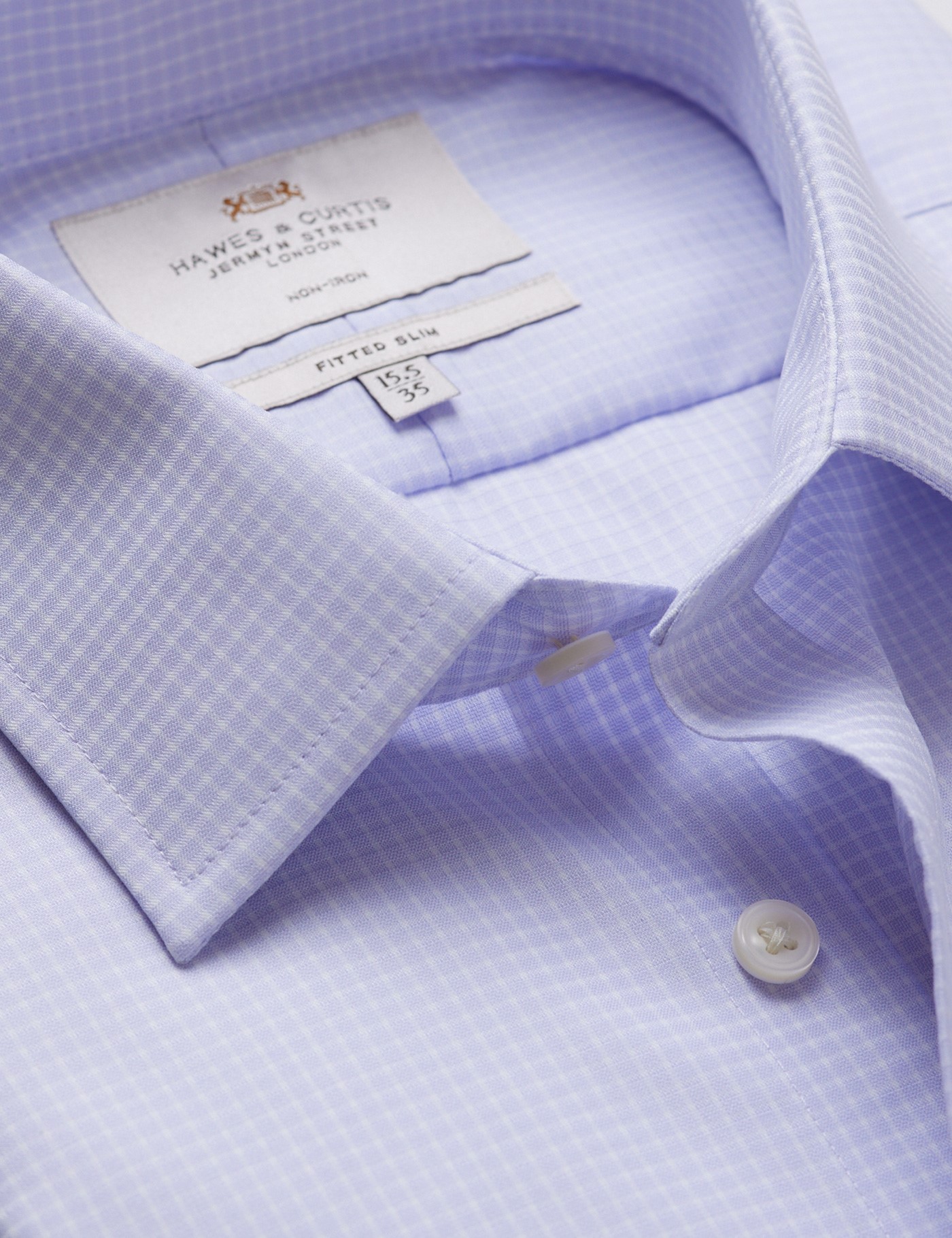 & Fitted Slim Lilac & Mini Check Non Iron Shirt 15.5" collar 34" sleeve