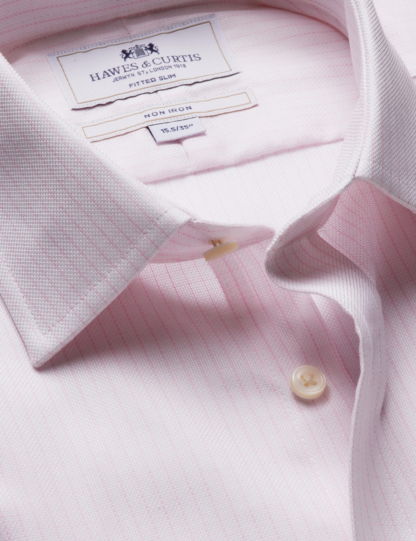 Hawes & Curtis Fitted Slim Pink & White Check Non-Iron Shirt Size: 16" collar, 34" sleeve