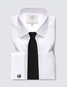 Bügelfreies Businesshemd – Fitted Slim Fit – Umschlagmanschetten – weiß strukturiert