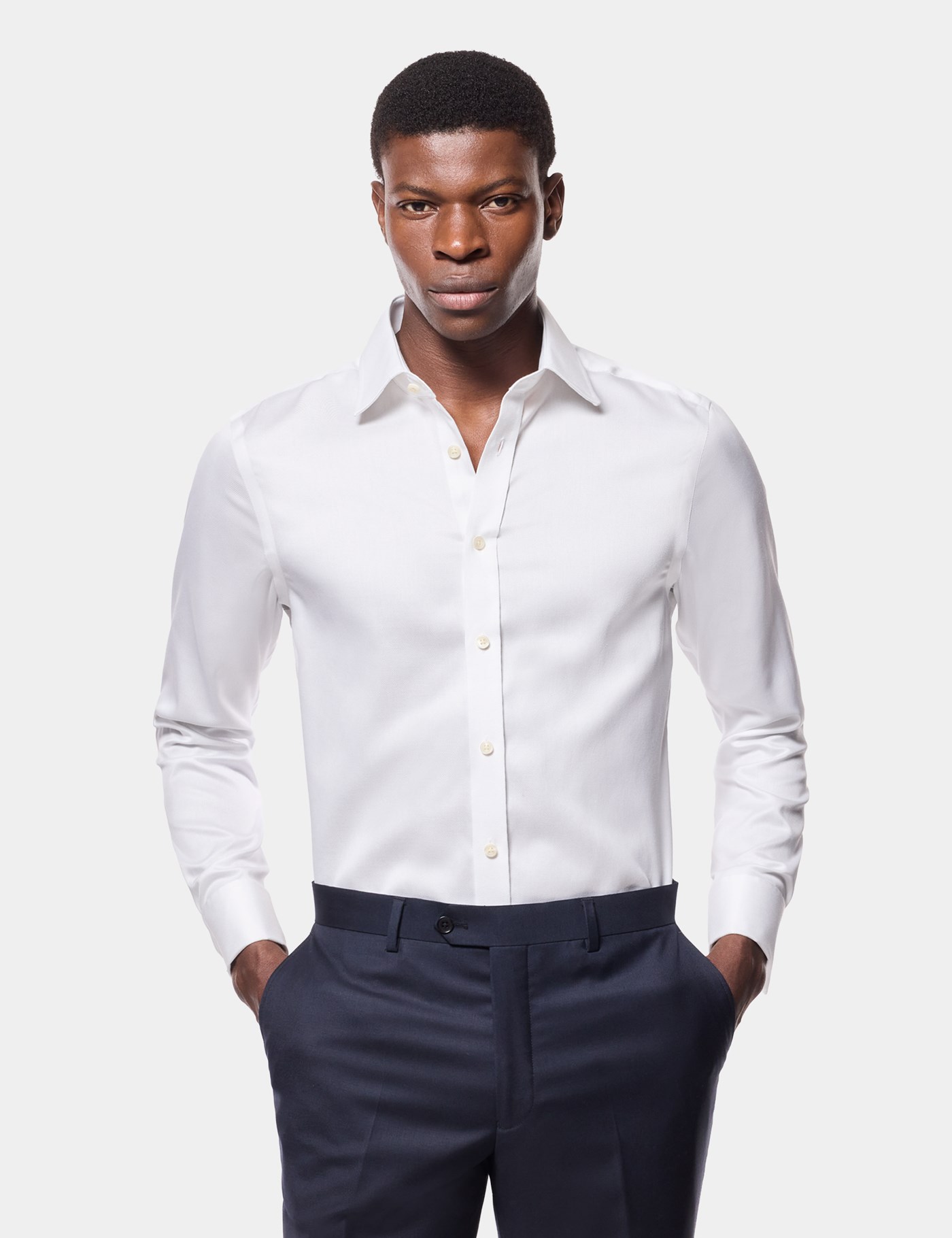 Hawes & Curtis Fitted Slim White Pique Non-Iron Shirt Size: 17" collar, 36" sleeve