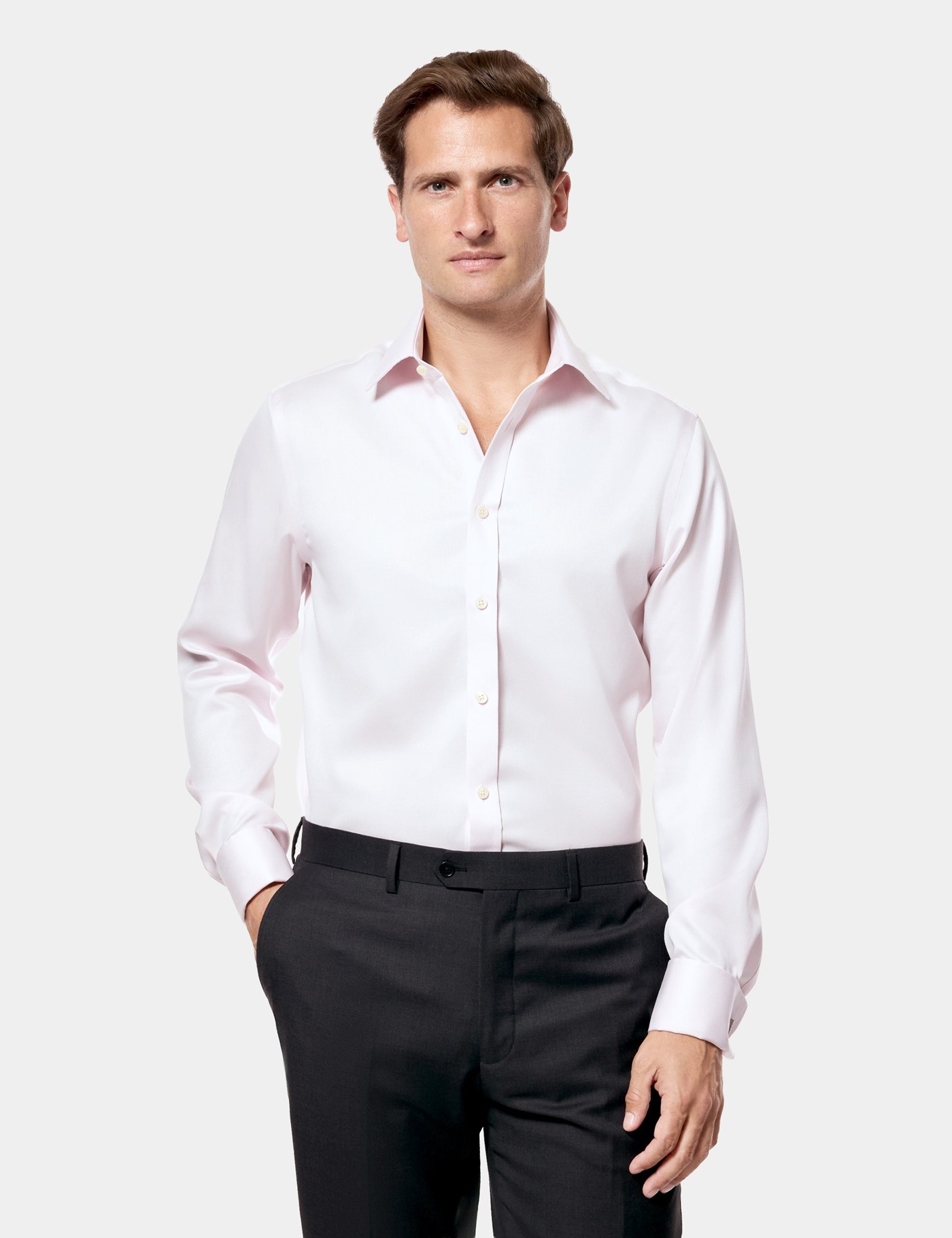 Hawes & Curtis Fitted Slim Pink Pique Non-Iron Shirt Size: 15.5" collar, 34" sleeve