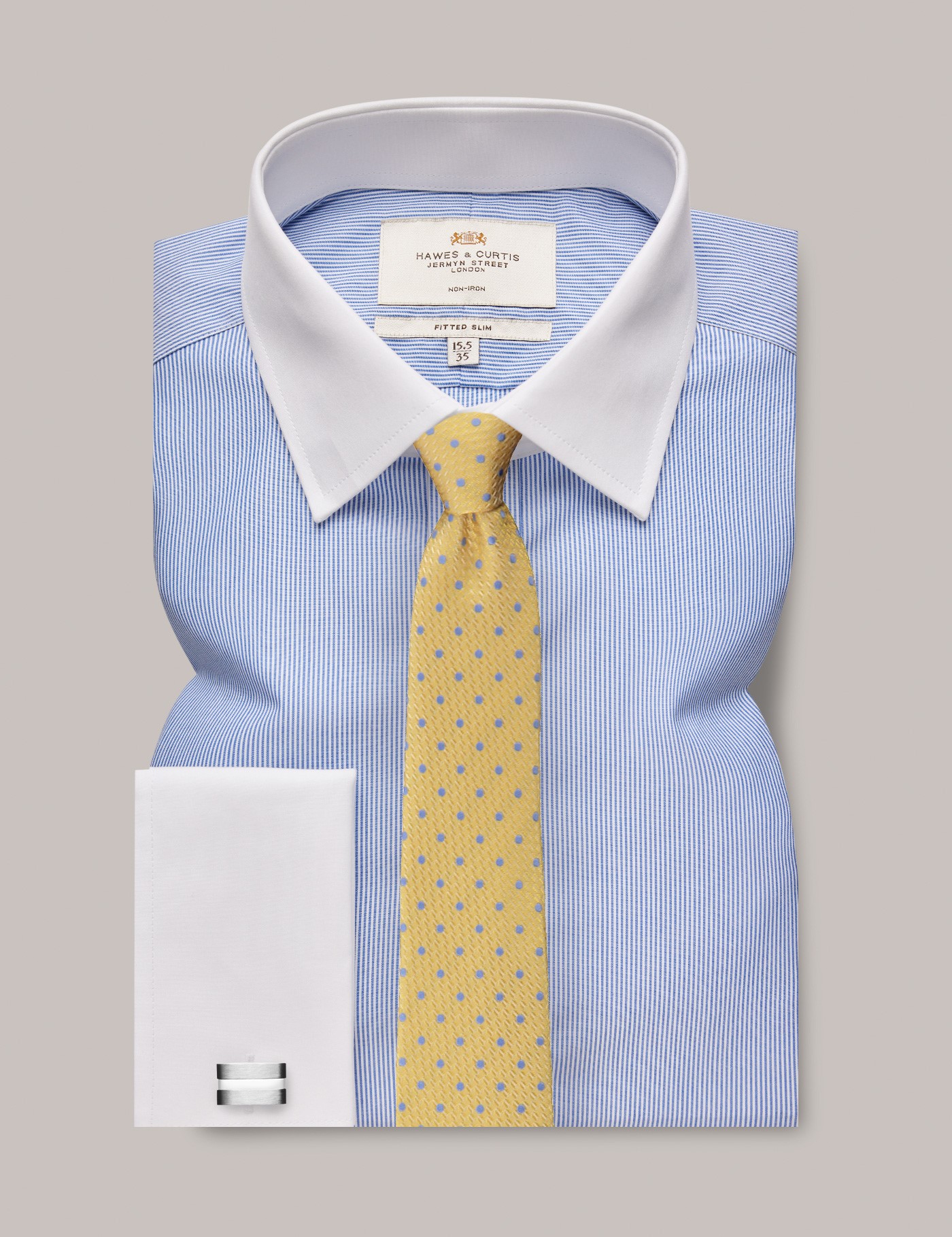 Blue shirt white collar tie sale