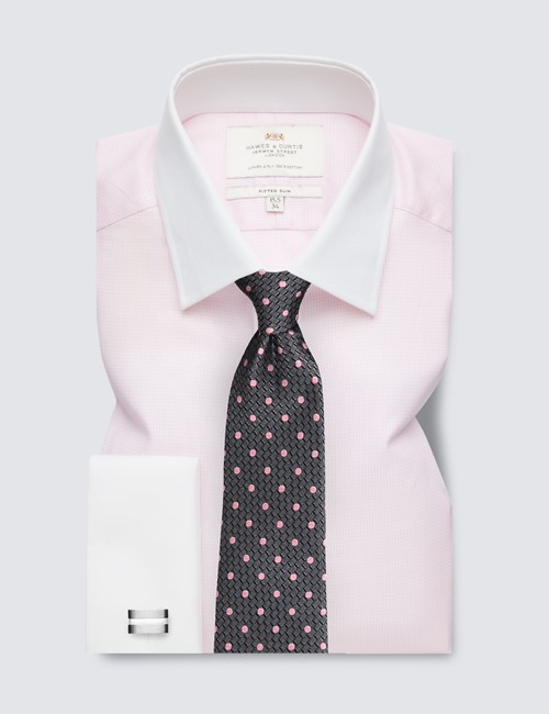 Businesshemd – Fitted Slim Fit – Manschetten – rosa mit Winchesterkragen
