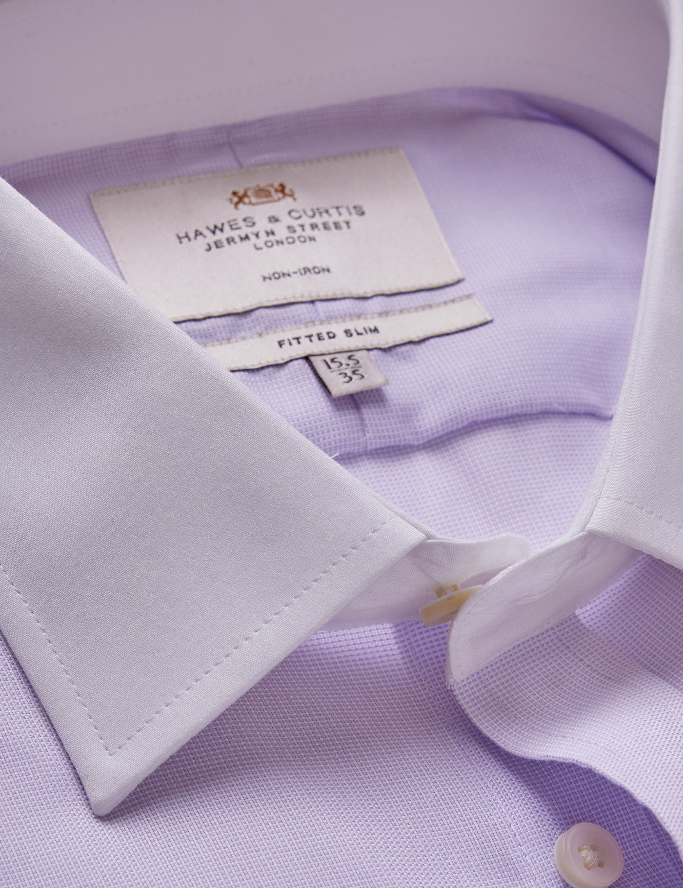 & Fitted Slim Lilac & Non Iron Shirt Contrast Detail 15.5" collar 34" sleeve
