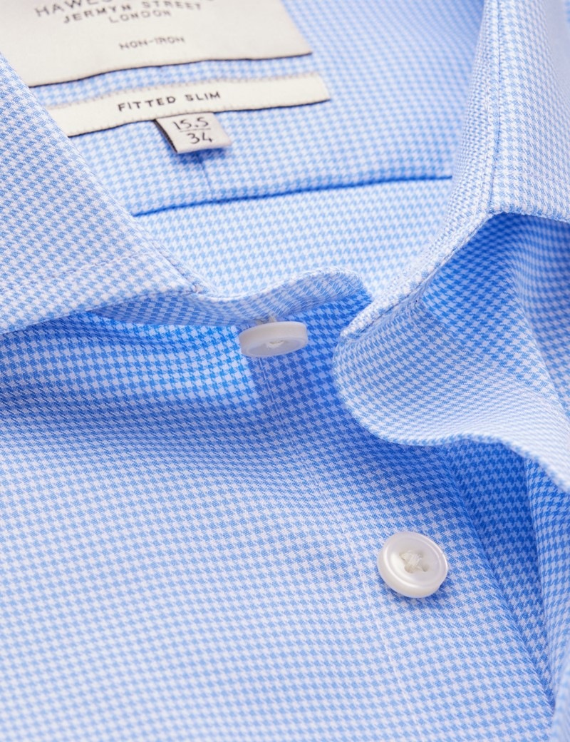 Blue & White Slim Shirt with French Cuffs | Hawes and Curtis
