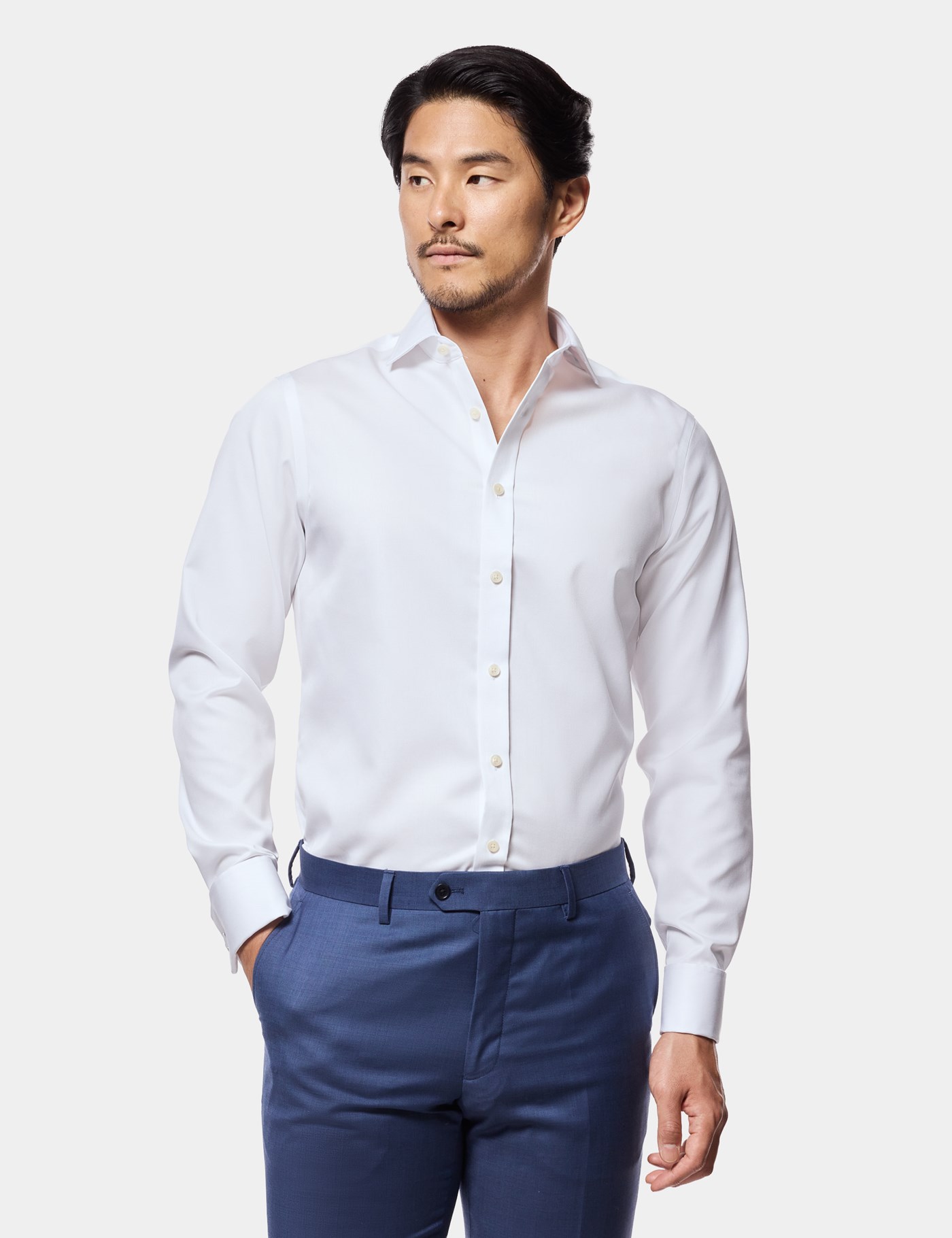 Hawes & Curtis Fitted Slim White Twill Non-Iron Shirt Size: 17.5" collar, 37" sleeve