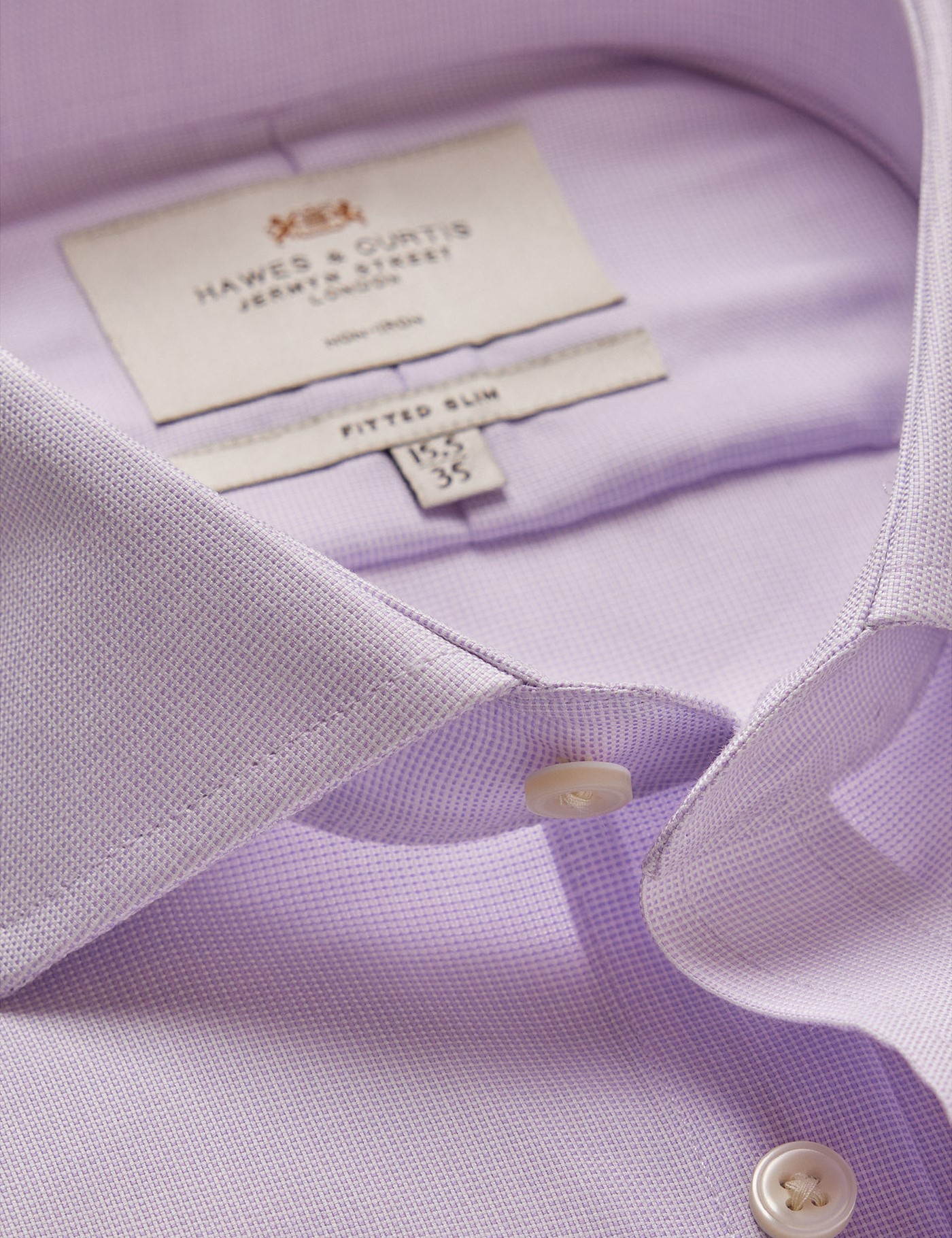 Hawes & Curtis Fitted Slim Lilac Fabric Interest Non-Iron Shirt Size: 14.5" collar, 33" sleeve