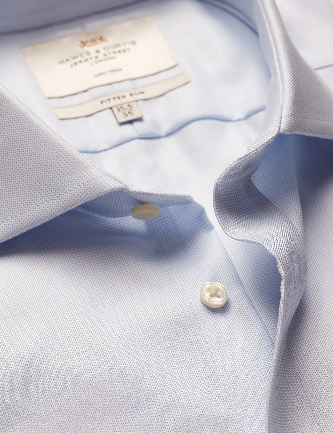 & Fitted Slim Blue & Pick Pick Non Iron Shirt 15.5" collar 34" sleeve
