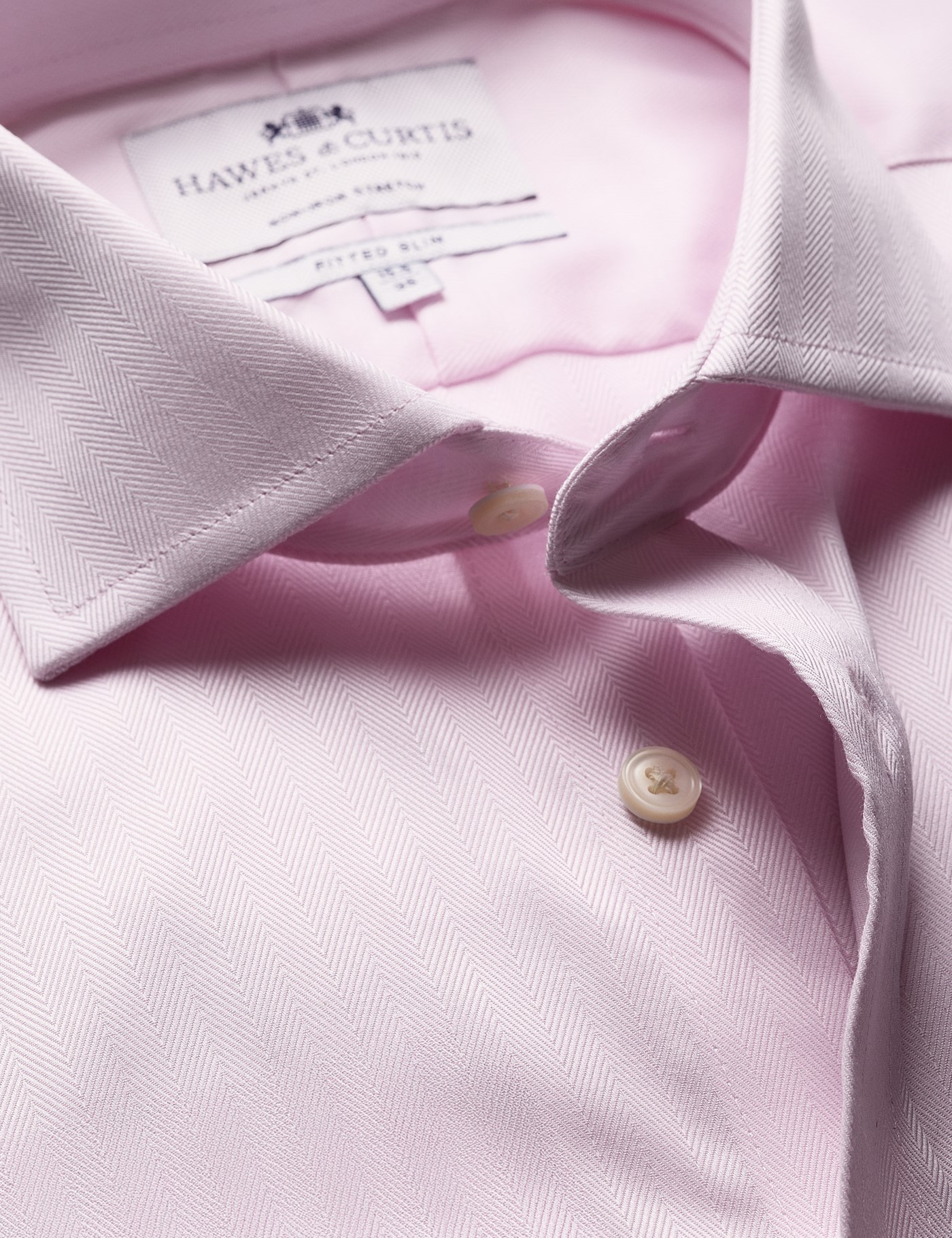 & Fitted Slim Herringbone Non Iron Shirt 15.5" collar 34" sleeve