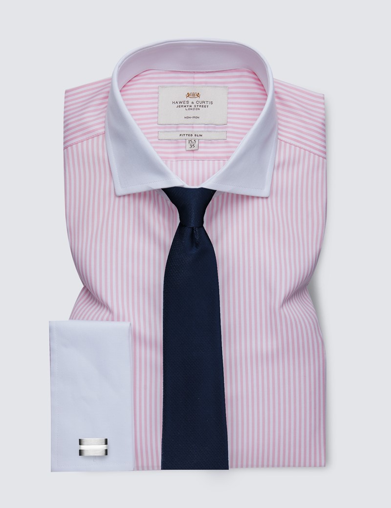 pink shirt white collar mens