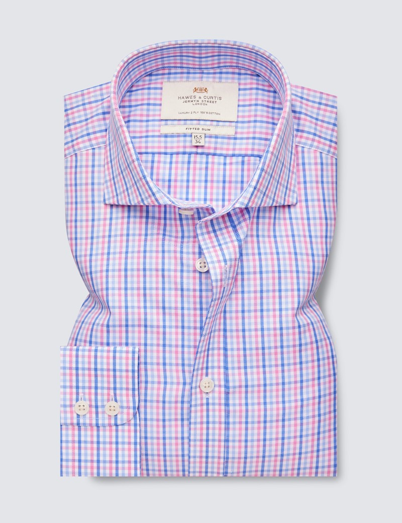 Easy Iron Multi Check Fitted Slim Fit 