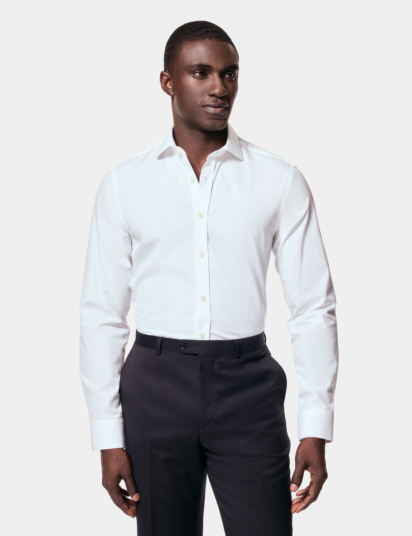 Hawes & Curtis Fitted Slim White Poplin Shirt Size: 15.5" collar, 34" sleeve
