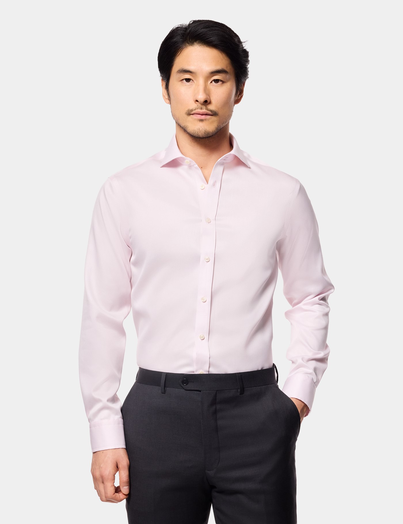Hawes & Curtis Fitted Slim Pink Pique Non-Iron Shirt Size: 17.5" collar, 37" sleeve