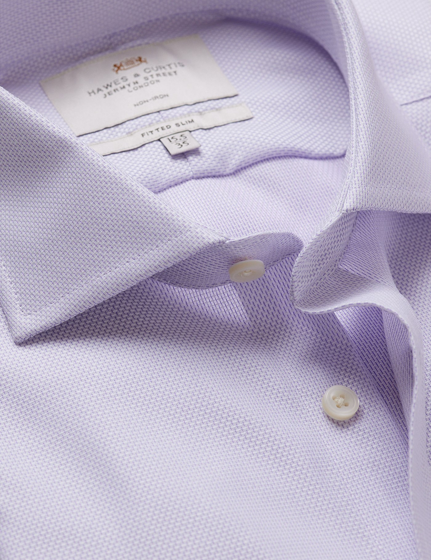 & Fitted Slim Lilac & Textured Weave Non Iron Shirt 16.5" collar 36" sleeve