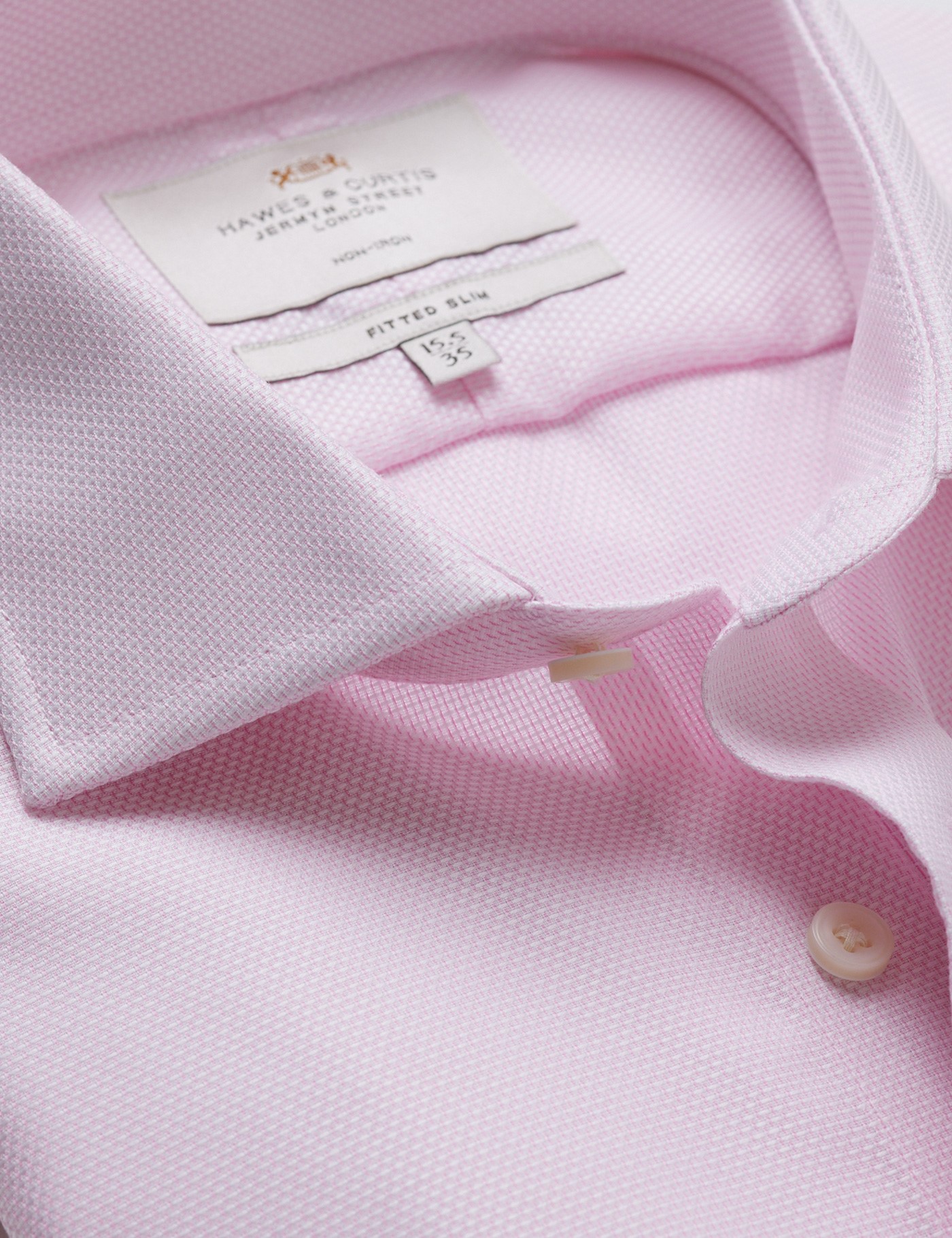 & Fitted Slim Pink & Textured Weave Non Iron Shirt 16" collar 36" sleeve
